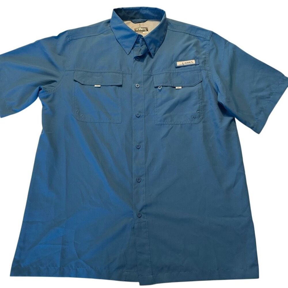 Habit | Blue Ashes Short Sleeve Performance Fishing Shirt | NWT | Men’s Large